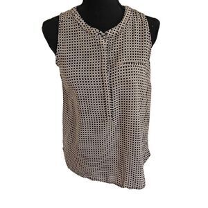 Ava Christine Womens Black White Geometric Pattern Sleeveless Blouse Medium